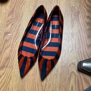 Zara orange navy stripe pointed toe flats